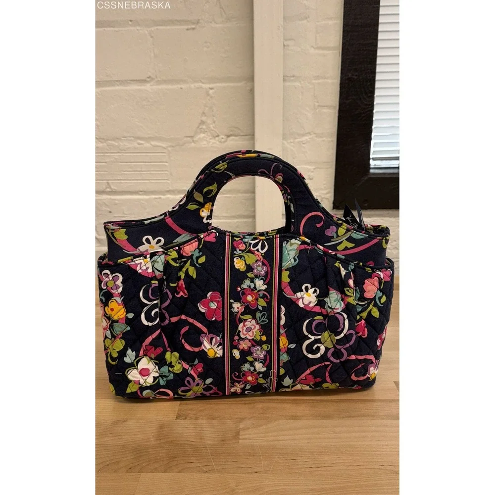 Vera Bradley Navy Floral Midnight Blues Quilted Handbag Small Tote